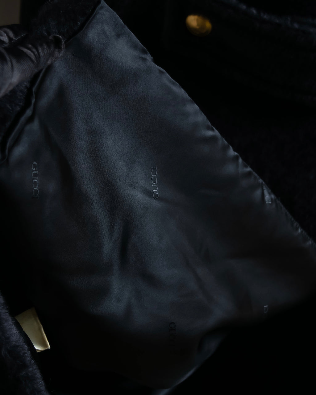 "GUCCI" 80's Gold button design brushed wool long chester coat