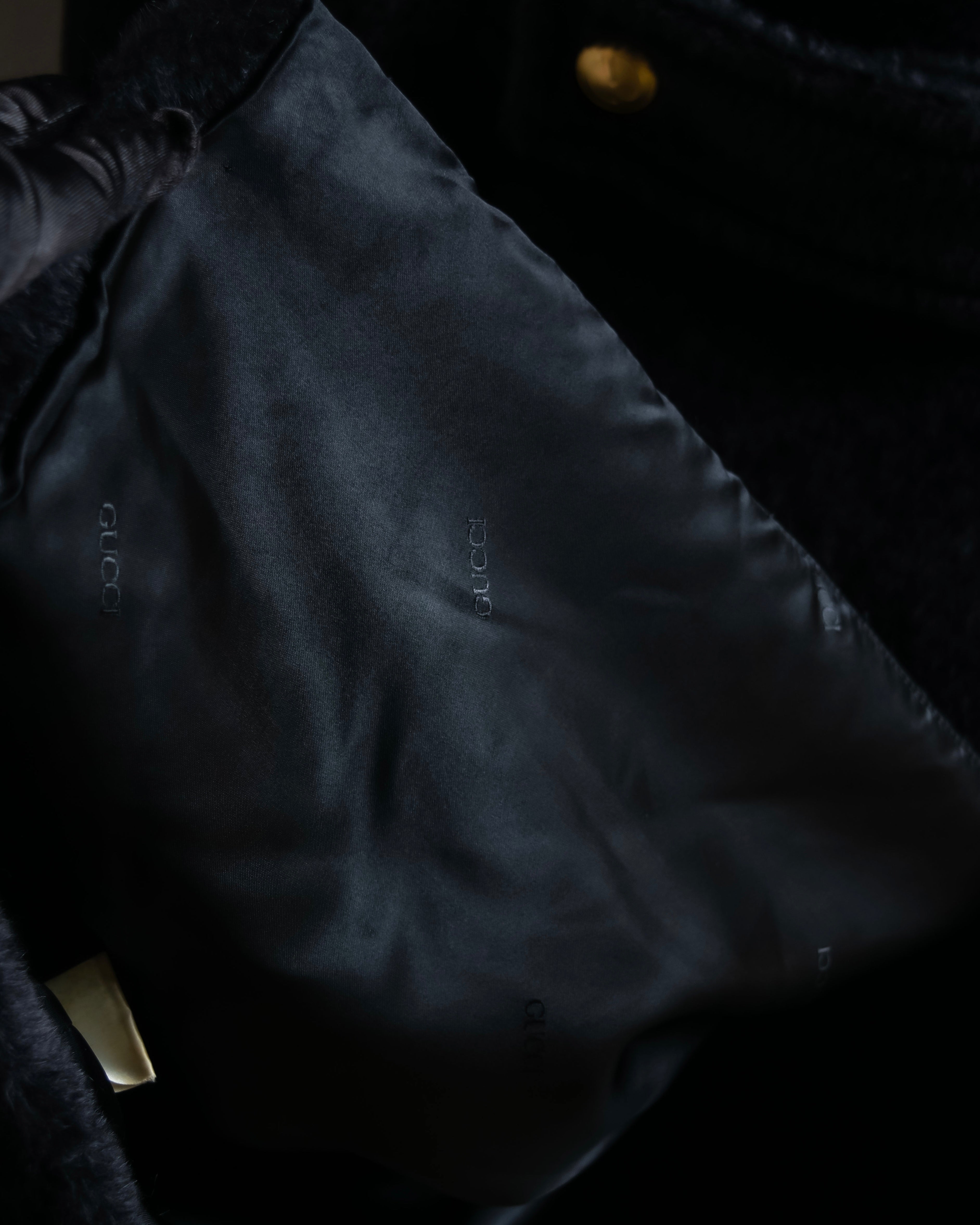 "GUCCI" 80's Gold button design brushed wool long chester coat