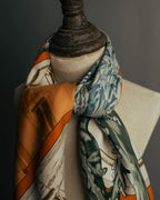 "Hermès" 90's-00's Architectural printed silk scarf