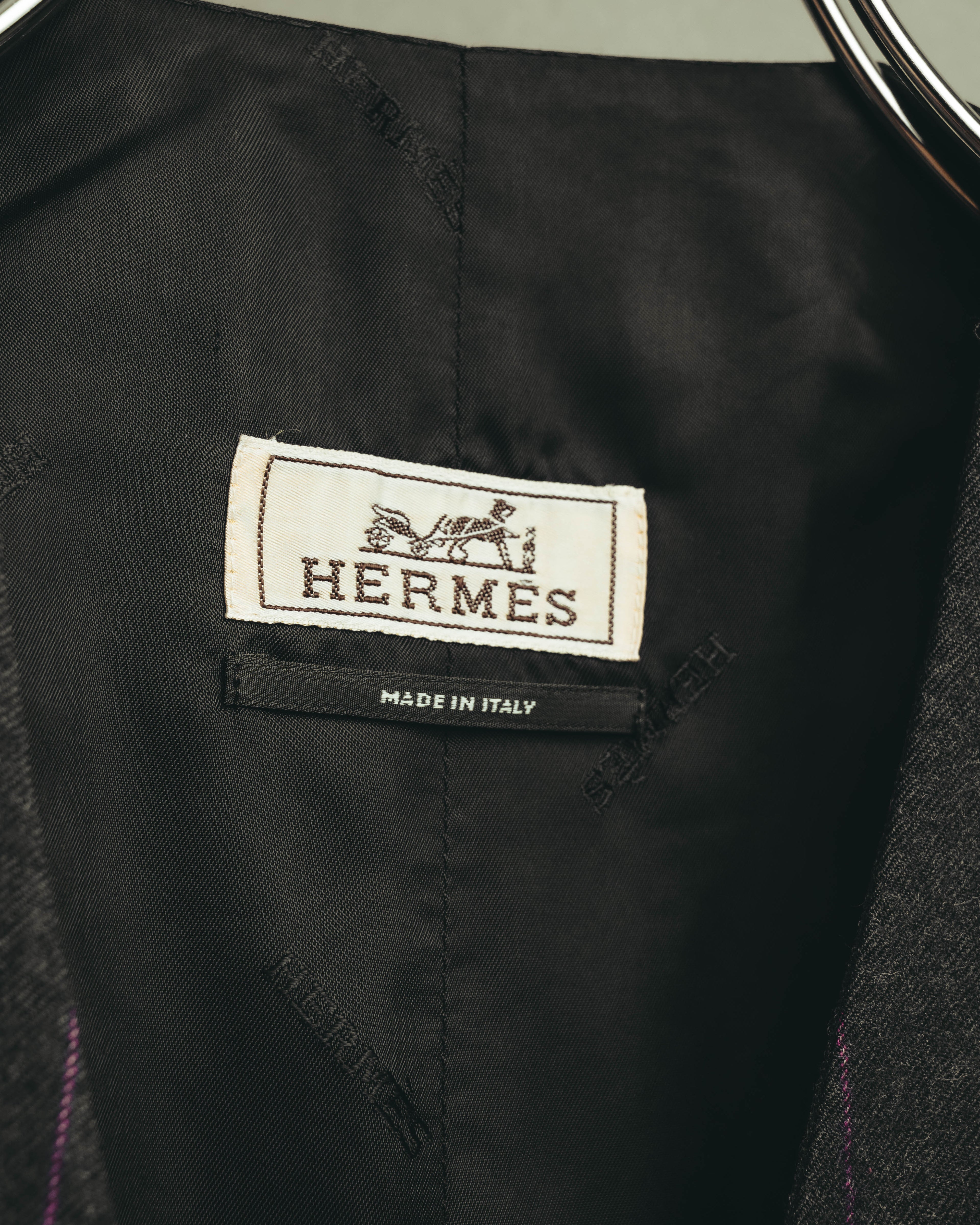 -SPECIAL- “HERMES” 2007-2009 Super 100s pinstripe tailored long gilet