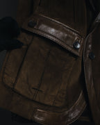 "GUCCI"Mid 2000s suede & smooth leather combination tailored jacket