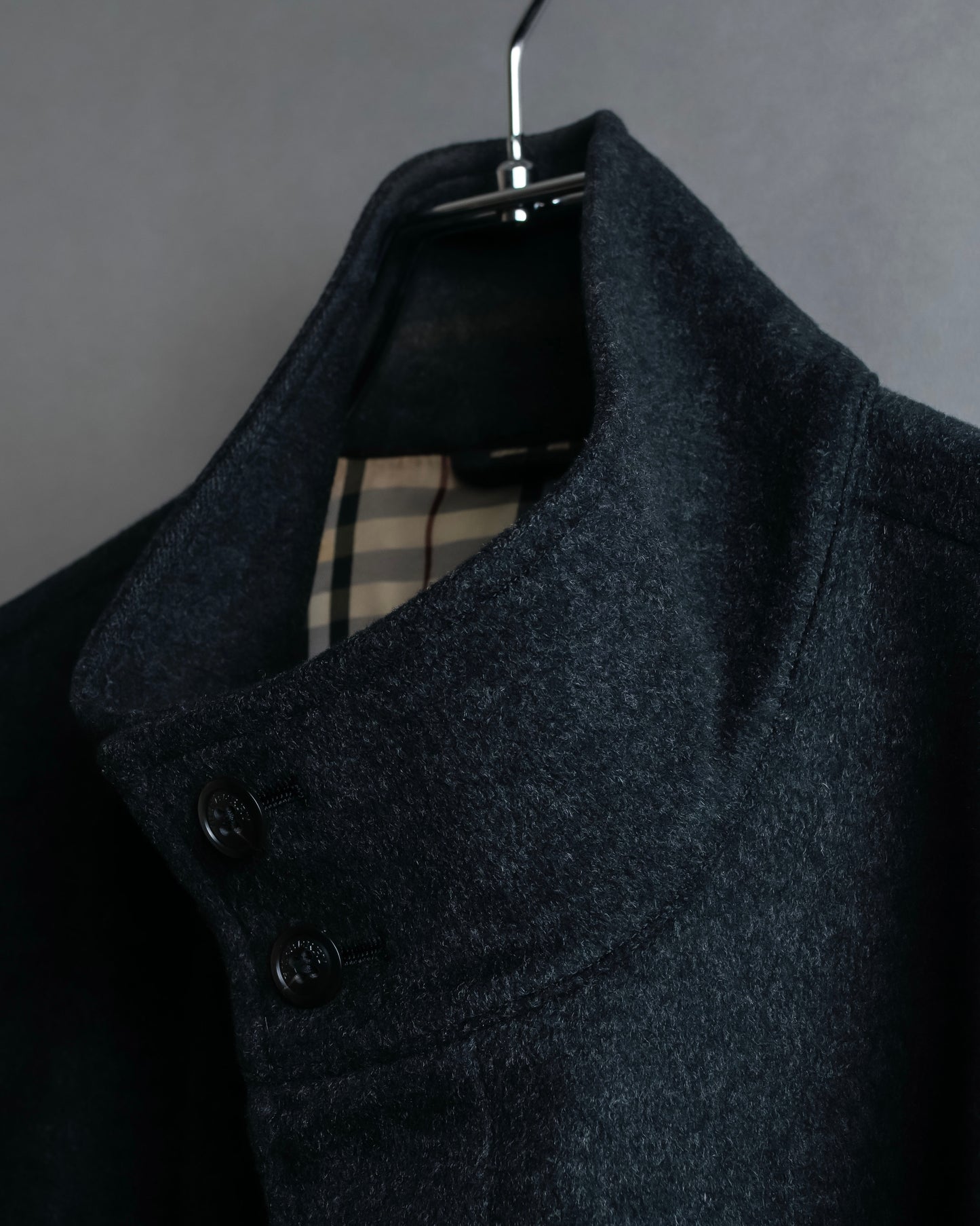 "BURBERRY" Cashmere blend stand-up collar short length blouson