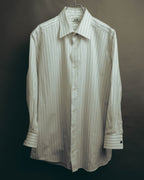 -SPECIAL- “HERMES” 80’s tonal jacquard pinstripe French cuff shirt