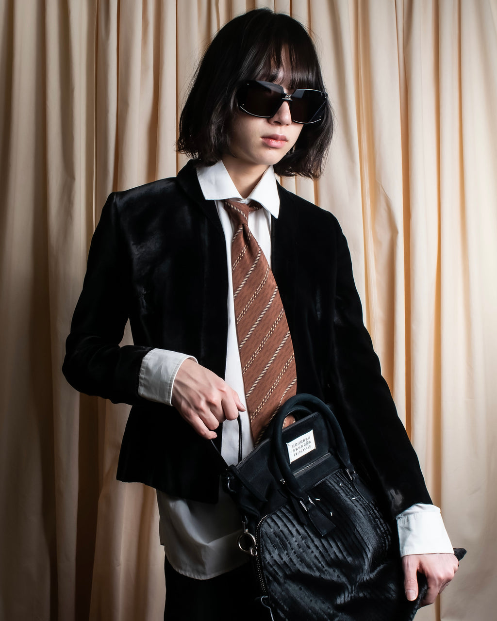 "GUCCI" Velvet shaped shawl collar tailored jacket