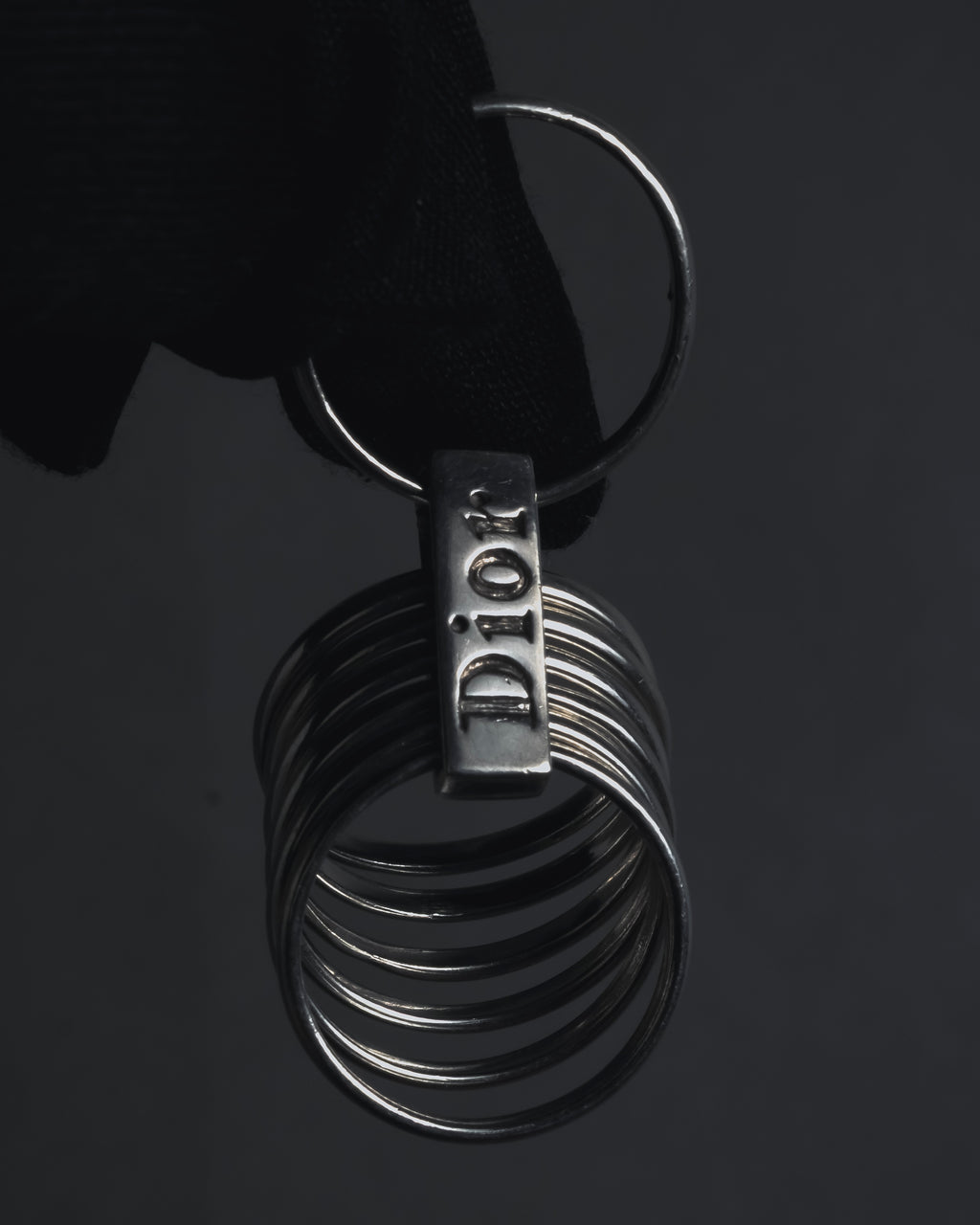 "Christian Dior" 00’s stacked wire silver 925 logo plate ring