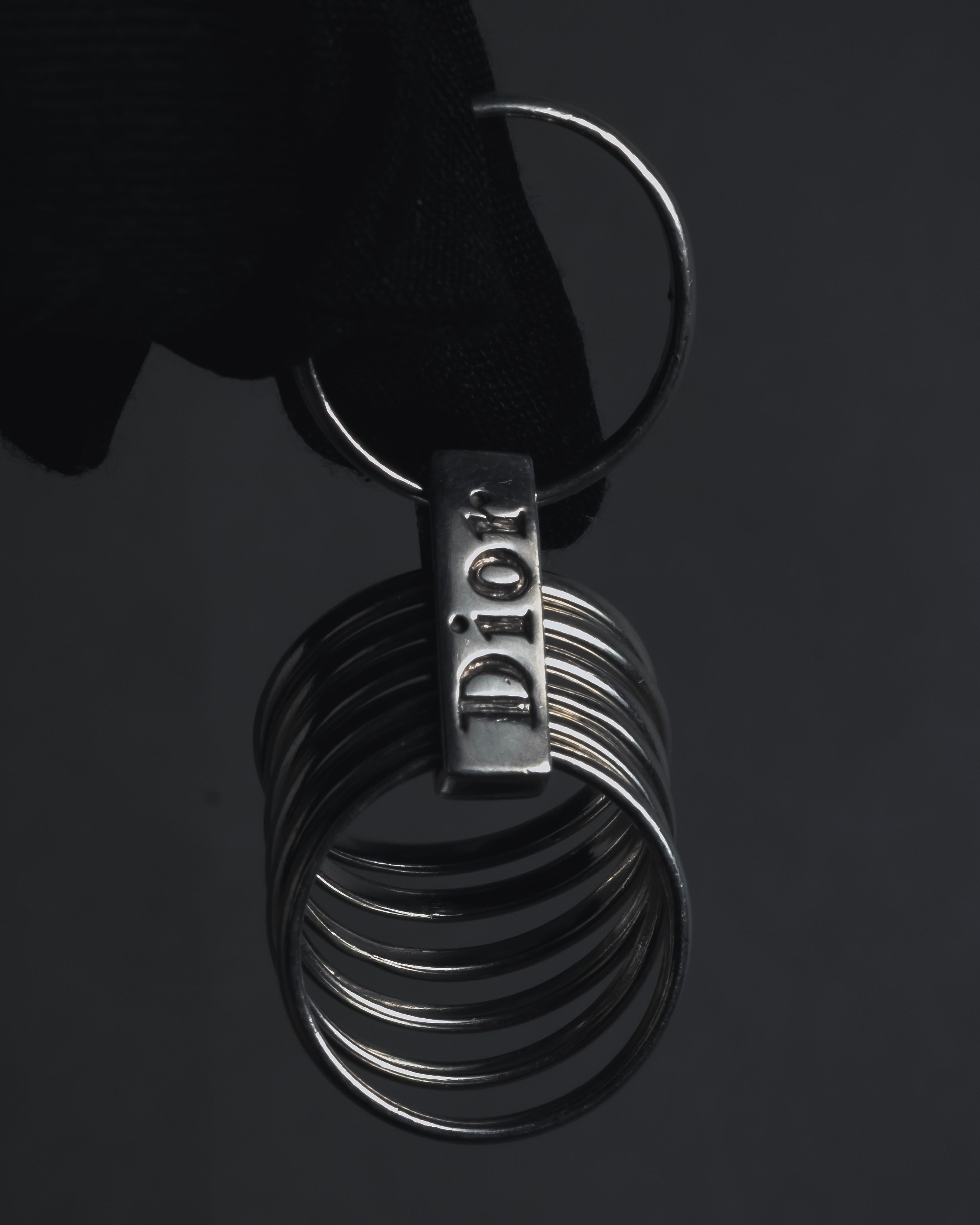"Christian Dior" 00’s stacked wire silver 925 logo plate ring