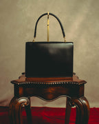-SPECIAL- “HERMÈS” 60’s-70’s Palonnier black leather structured shoulder bag