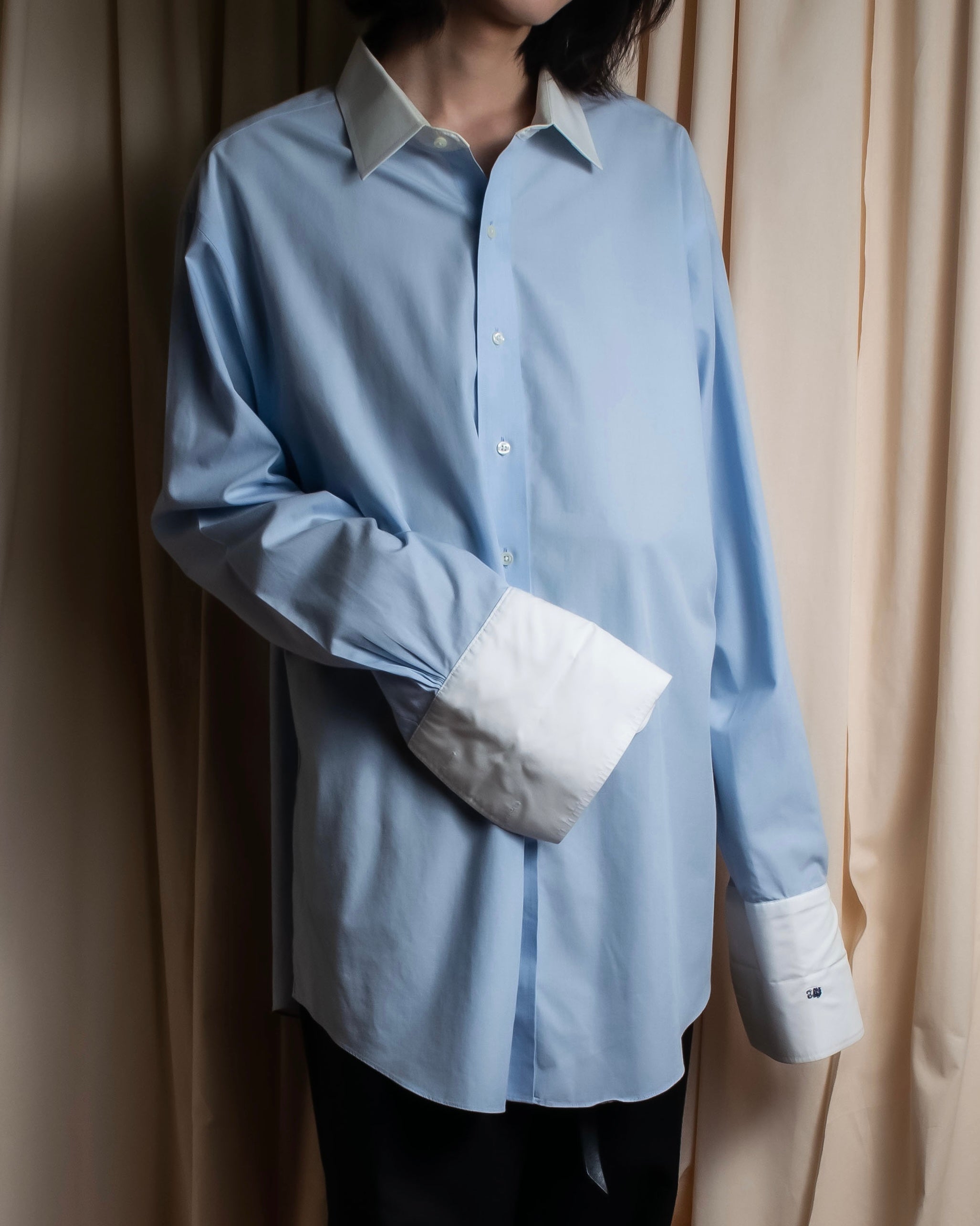 "BROOKS BROTHERS" Large cuffs design cleric oversized shirt