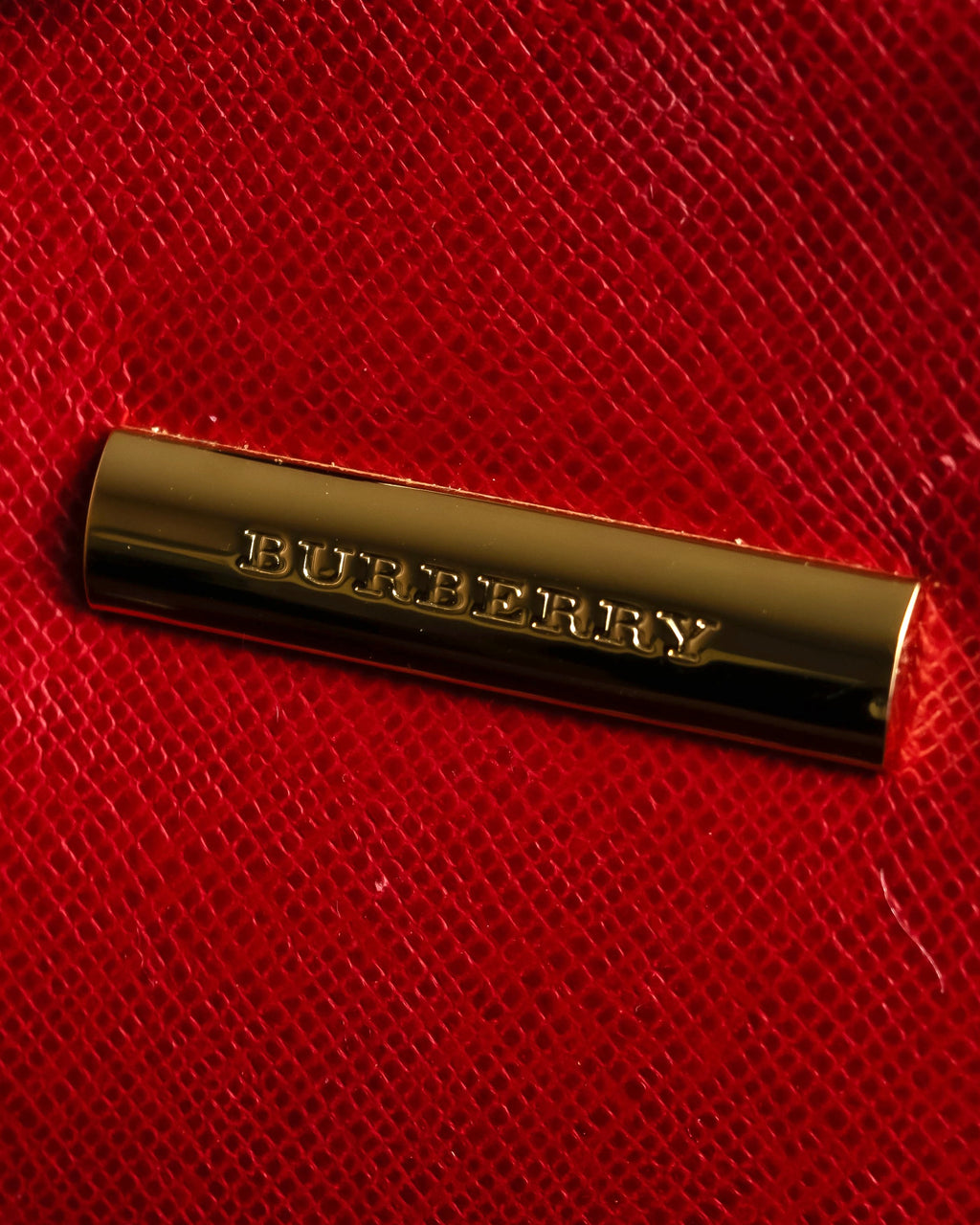 "BURBERRY" Bright red square silhouette leather handbag