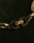 "Christian Dior" 70's-80's Two-tone gold and charcoal link bracelet