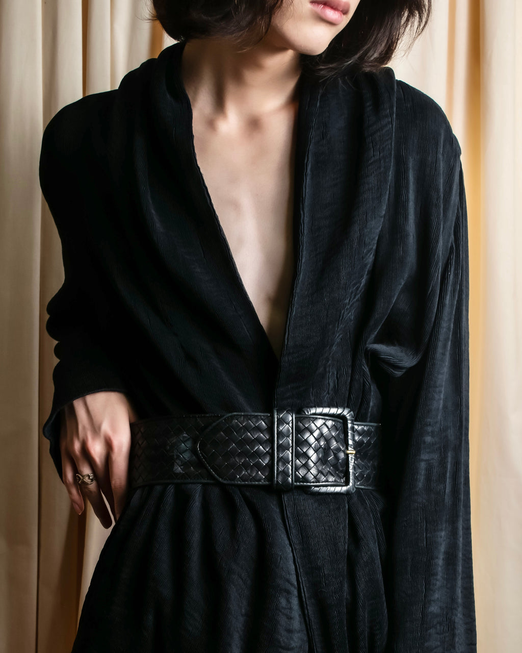 "BOTTEGA VENETA" Intrecciato style wide leather belt