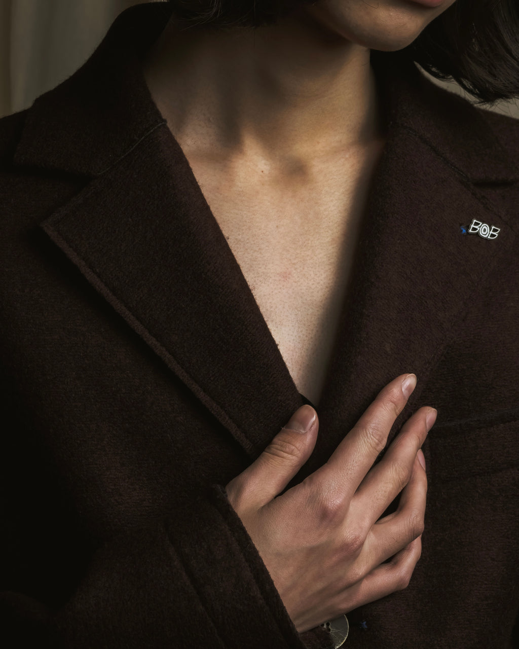 Abrigo de lana cepillada de un solo botón "BOB"