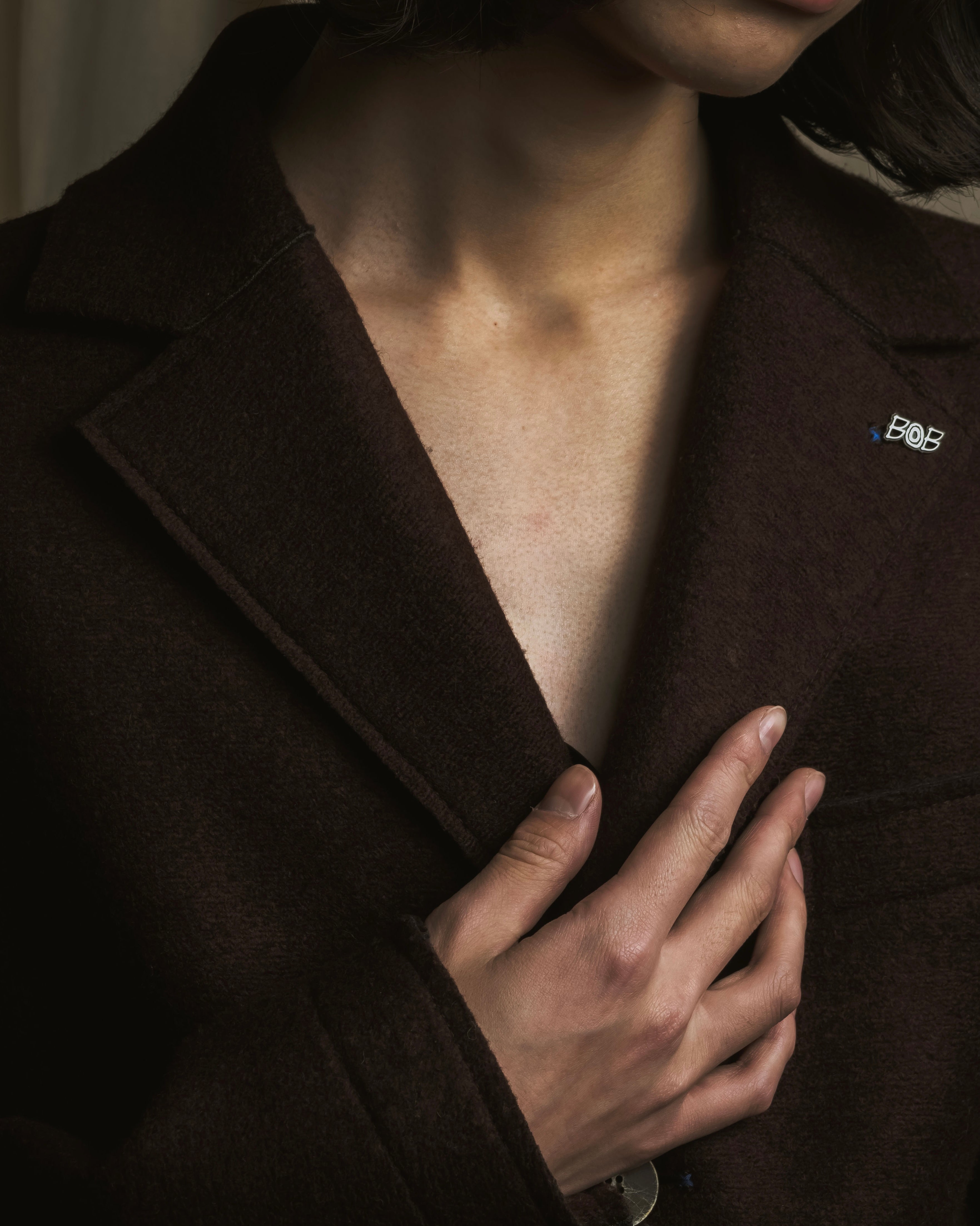 Abrigo de lana cepillada de un solo botón "BOB"