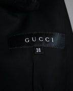“GUCCI” Early 2000s satin peak lapel tailored jacket