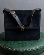 "GUCCI" Dark navy suede leather shoulder bag