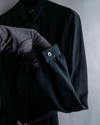 "SOANA" Bowtie belted design long black dress