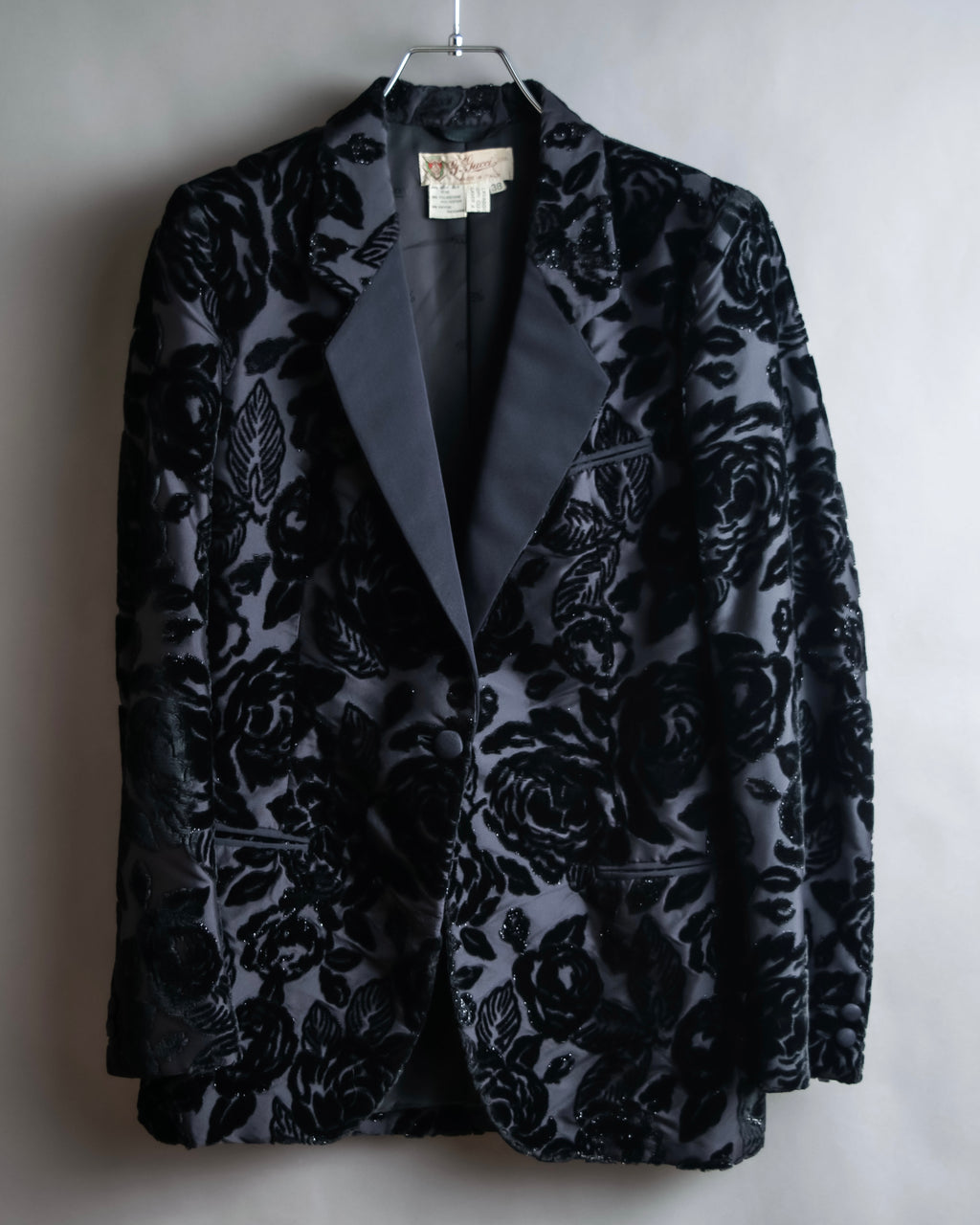 "GUCCI" Floral patterned lamé tailored jacket"