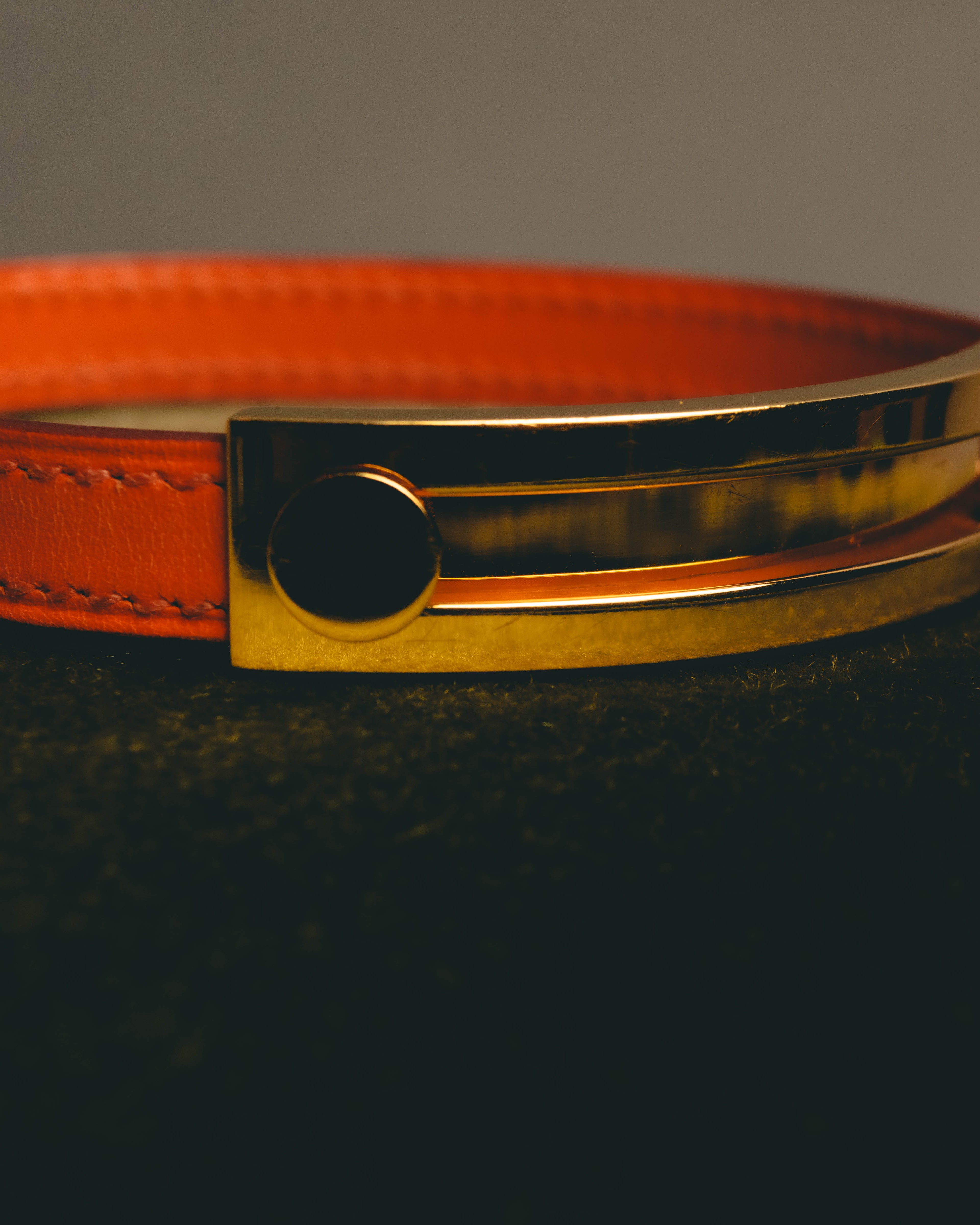 "Hermès" 00's Vibrant orange leather bracelet
