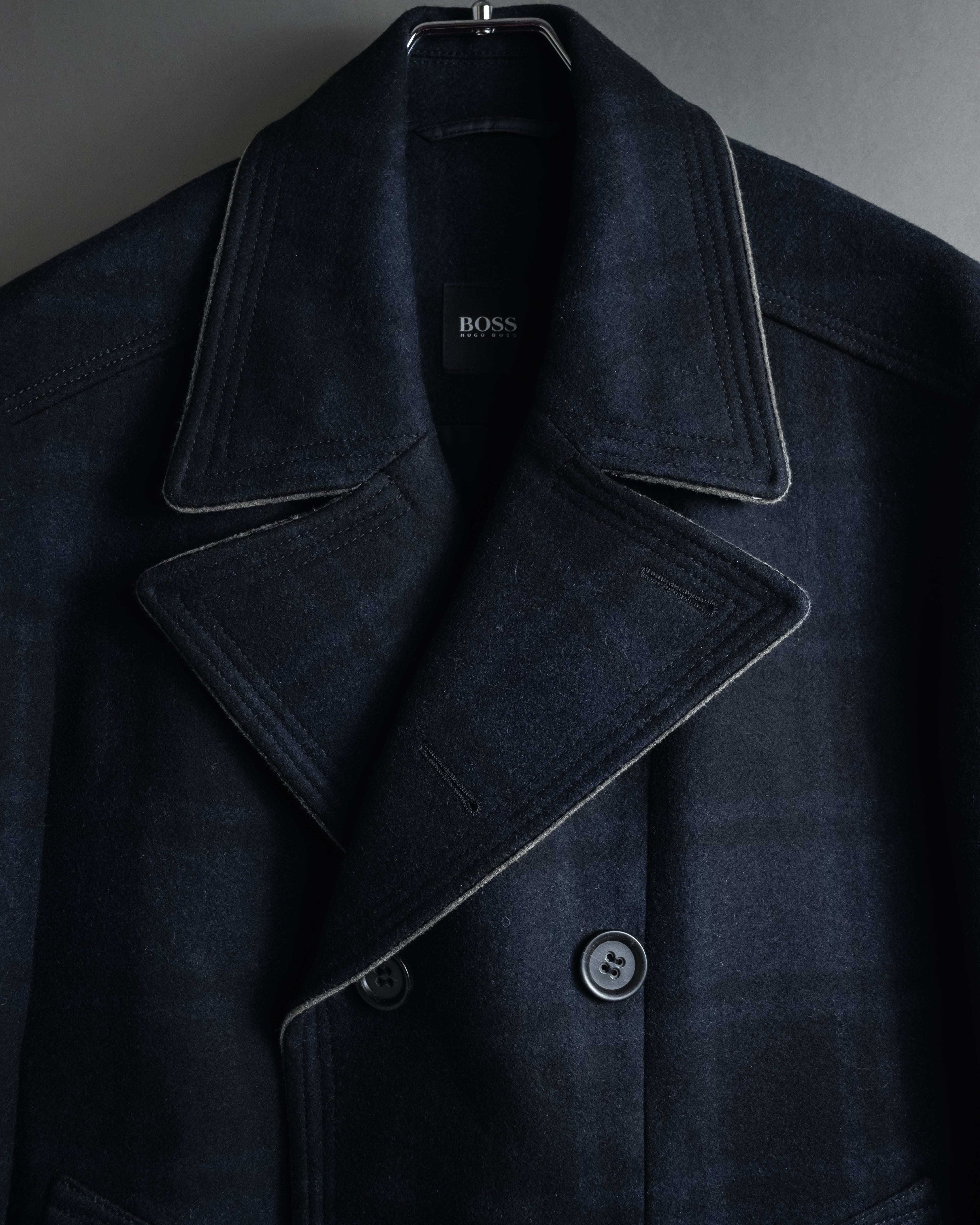 "HUGO BOSS" Double-breasted plaid coat