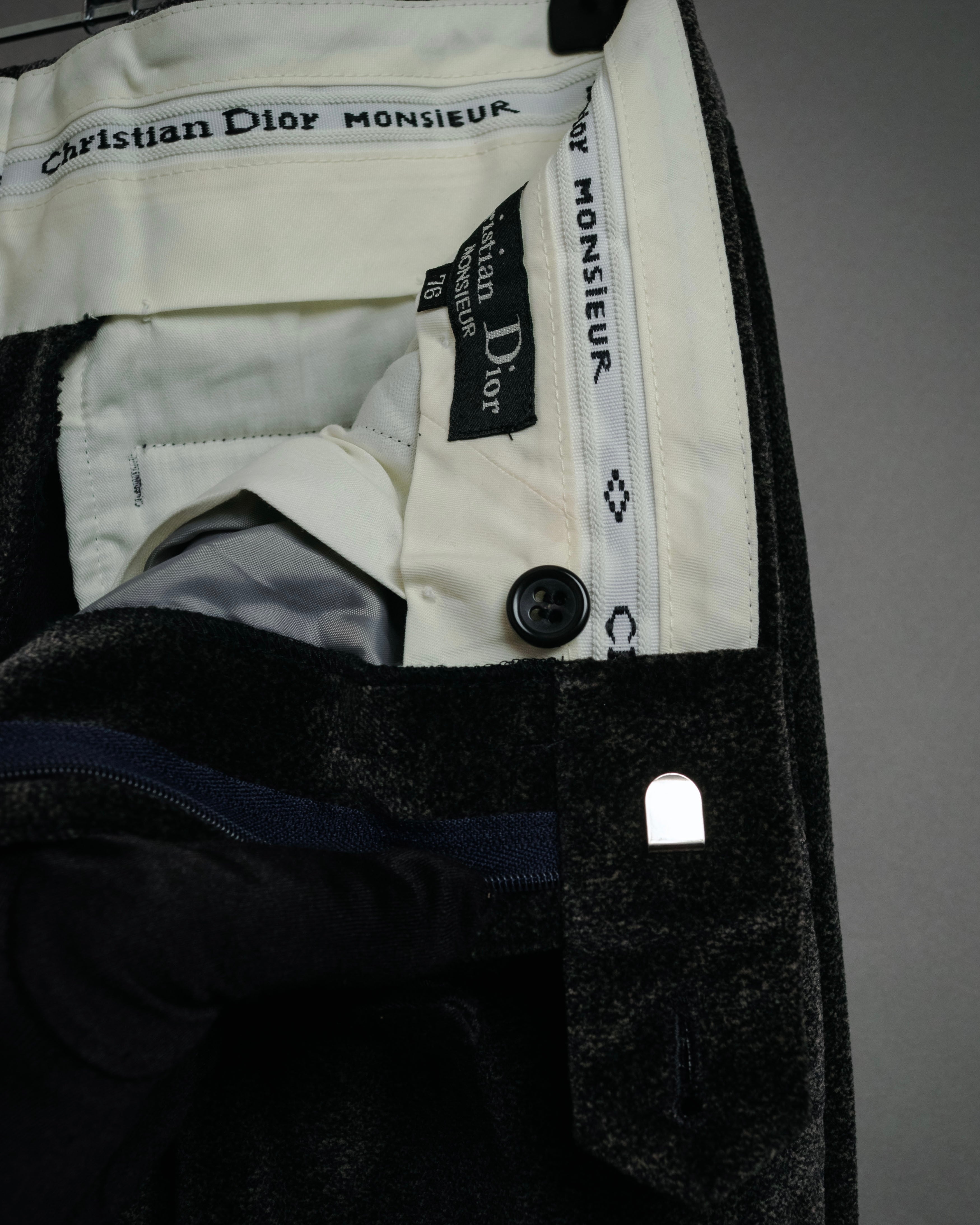 “Christian Dior MONSIEUR” 80’s-90’s Velour two tuck wide trousers