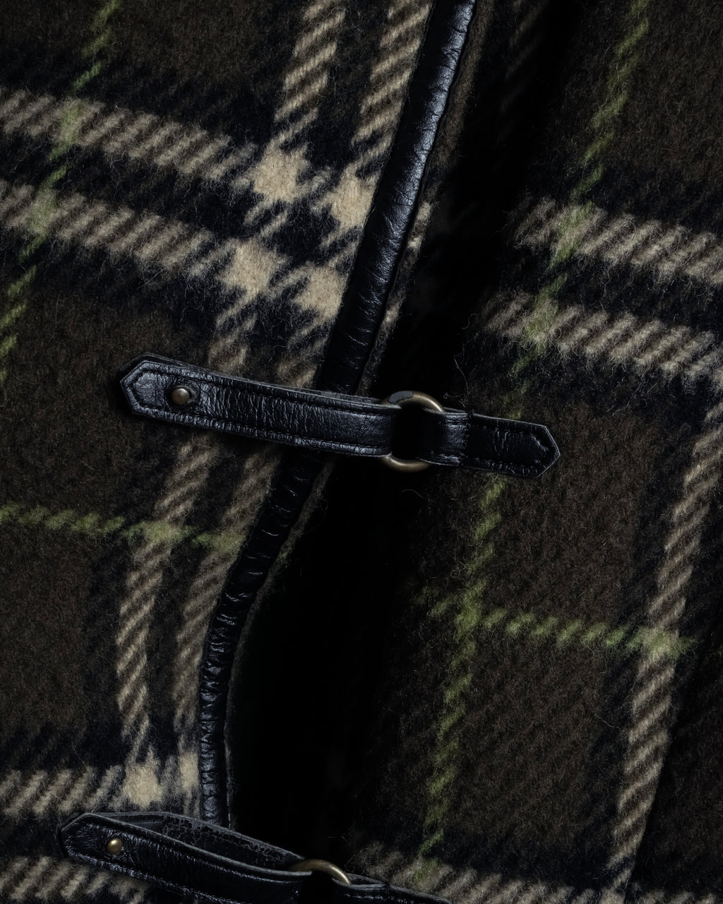 "BURBERRY" Leather switching design check tweed coat