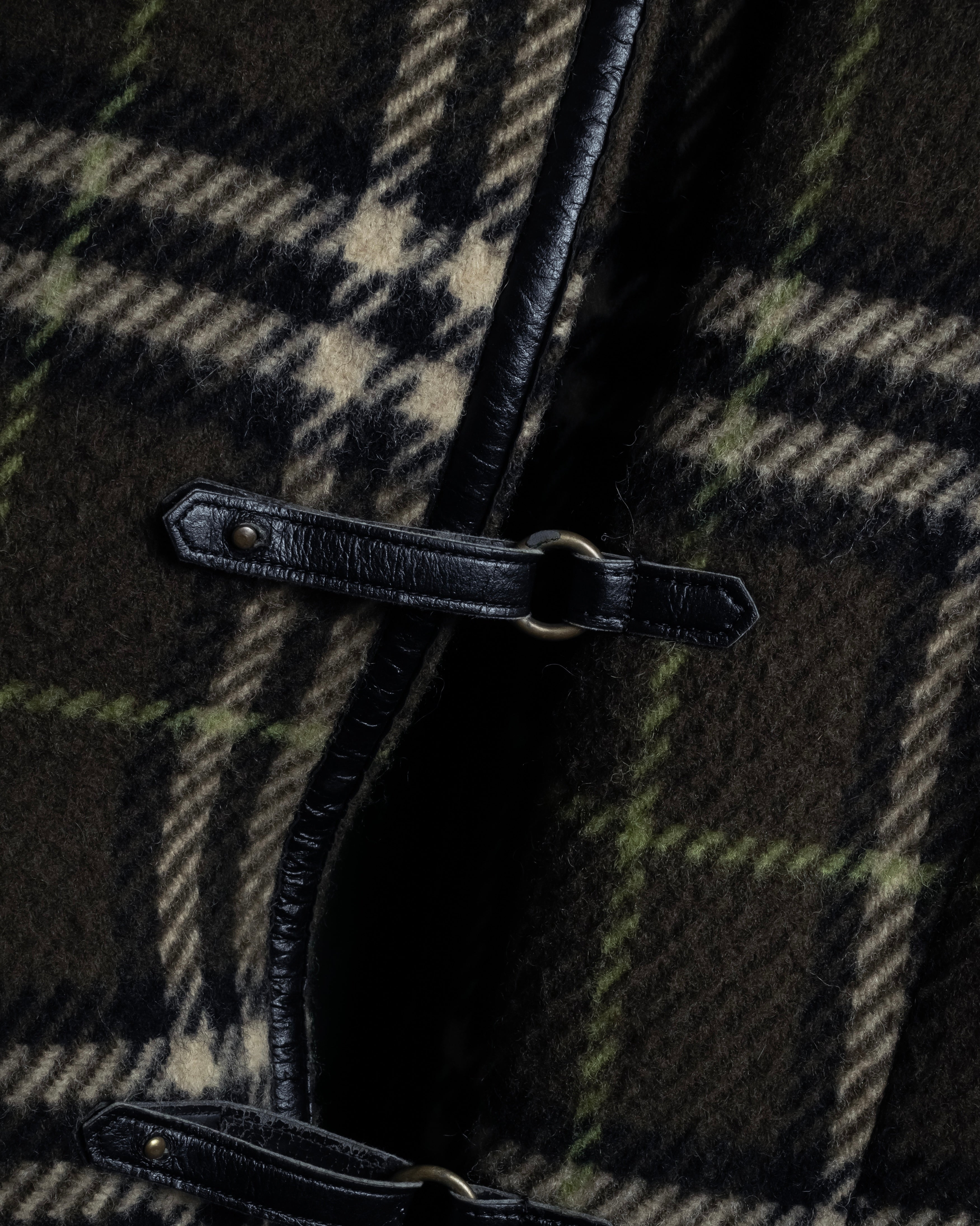 "BURBERRY" Leather switching design check tweed coat