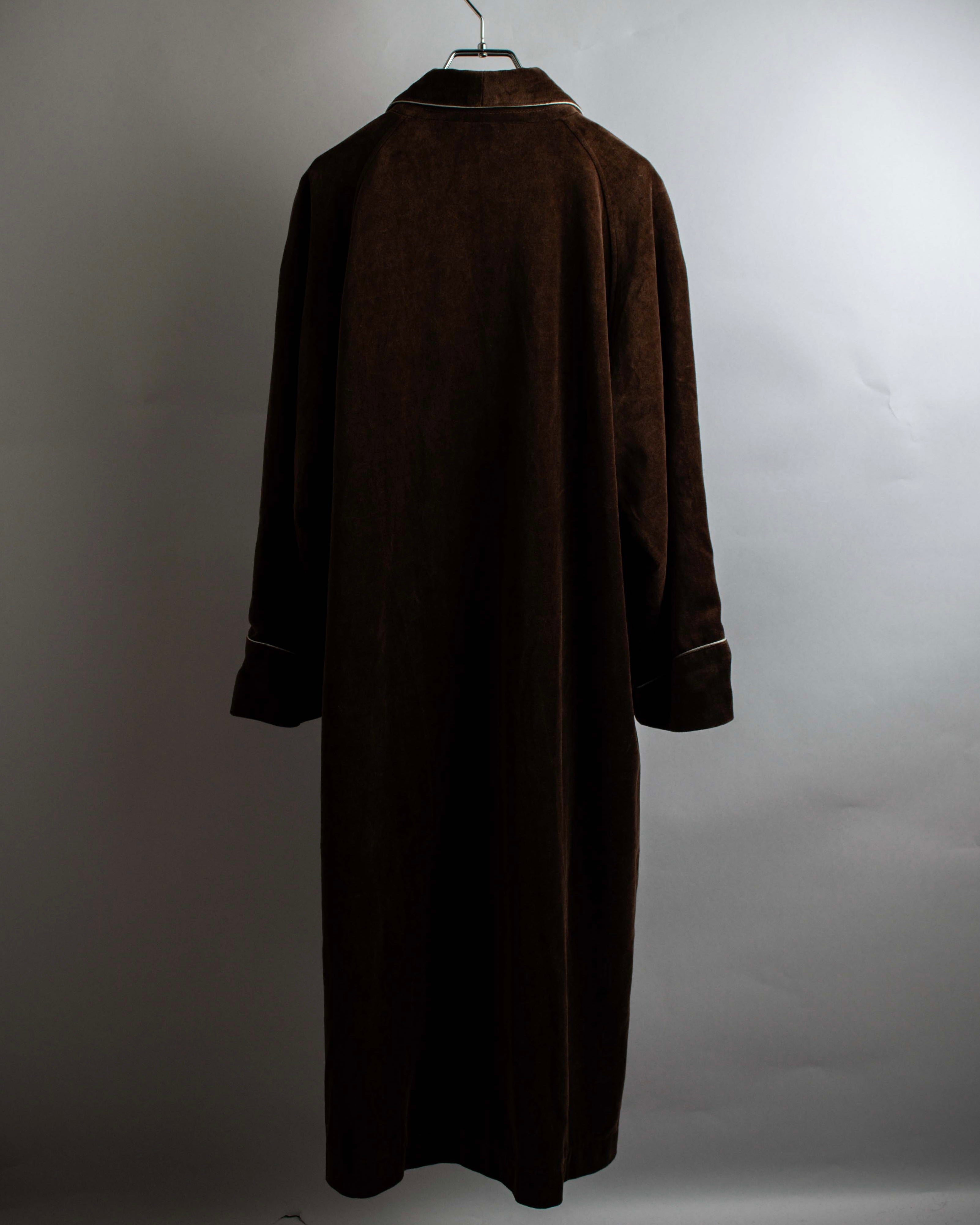 "CELINE" Piping design velour long gown coat