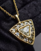 "YVES SAINT LAURENT" Triangle motif glass stone necklace