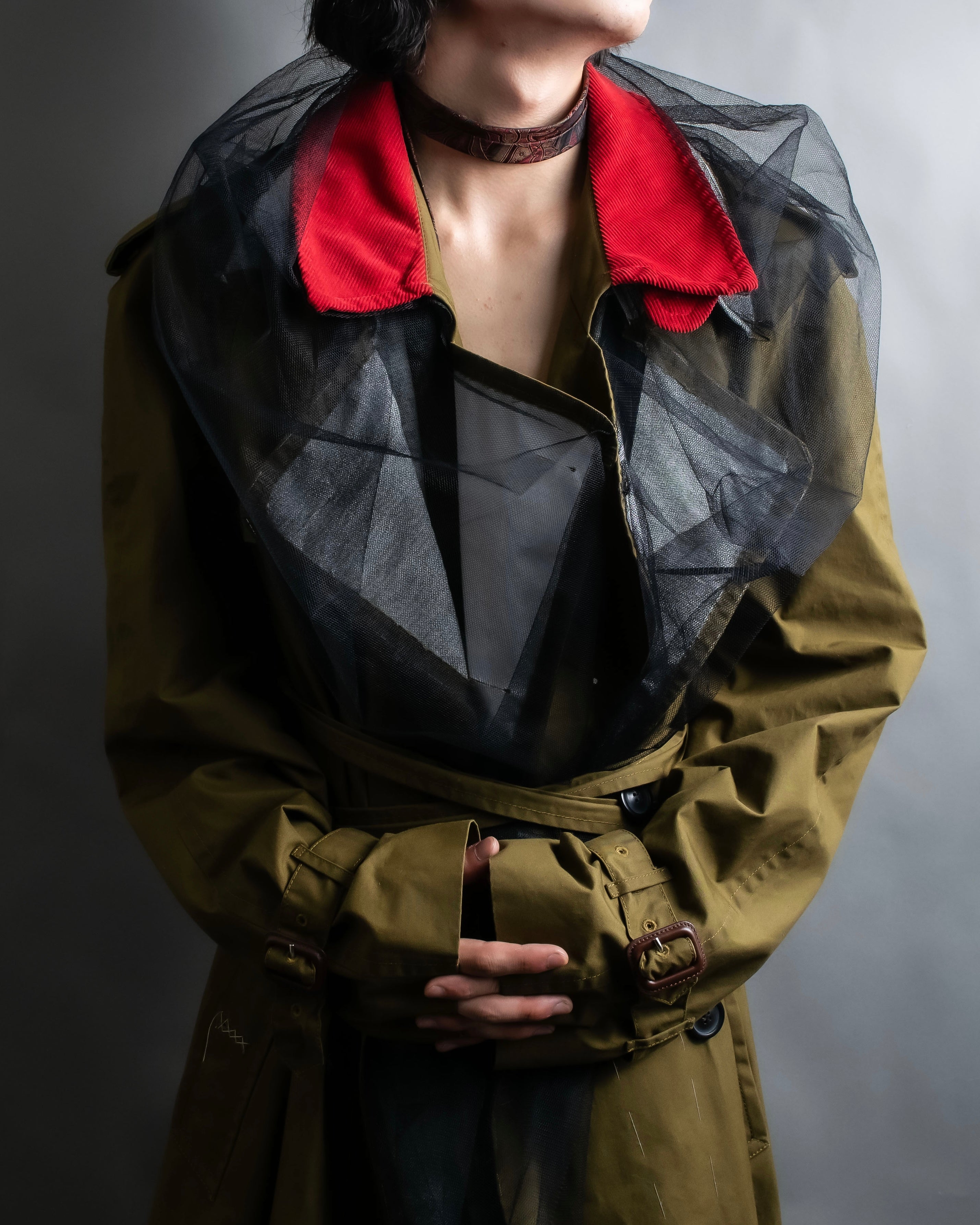 "MAISON MARGIELA" 20AW reconstructed tulle docking trench coat