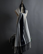 "GUCCI" 90's-00's Line fringe design two-tone long stole