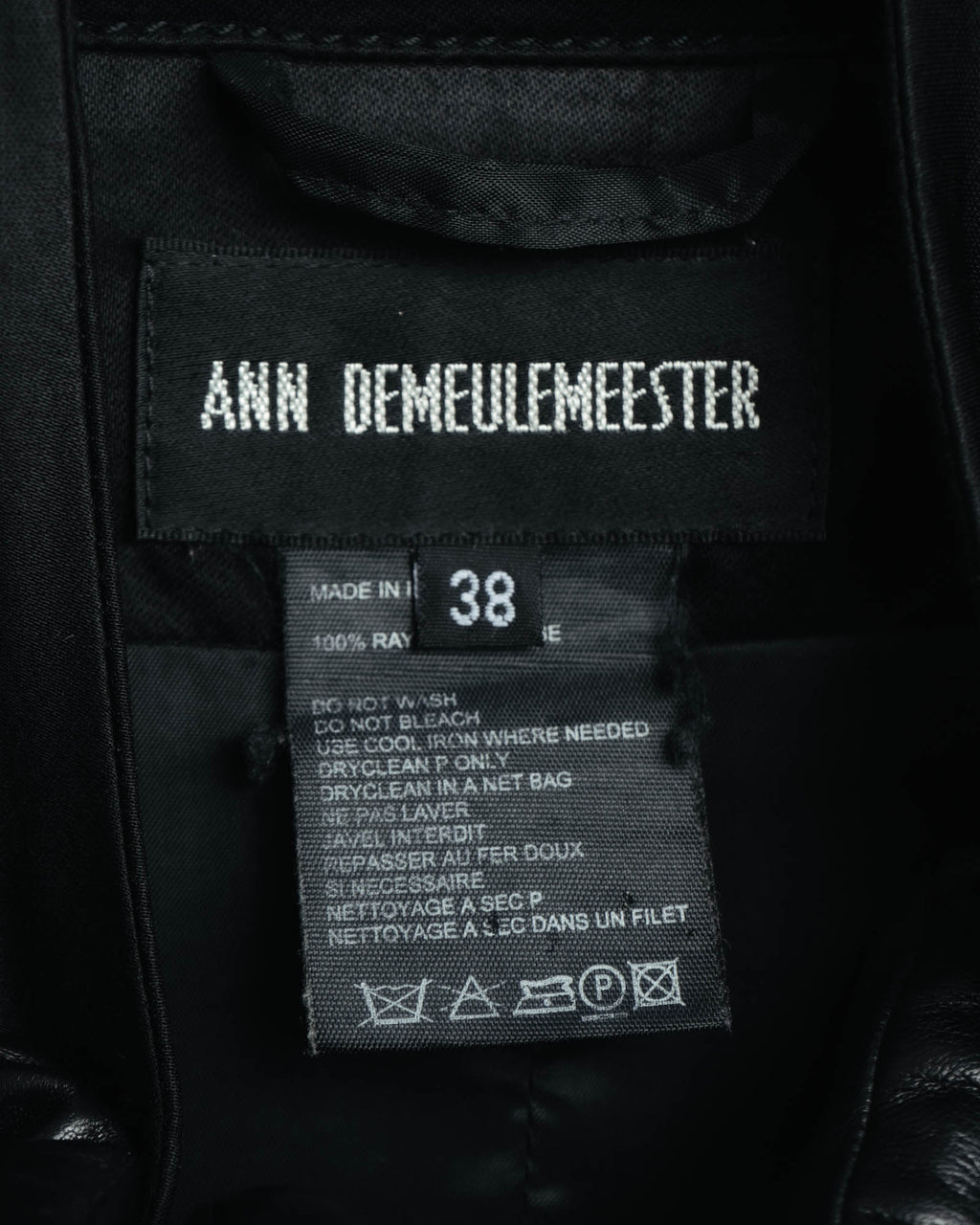 -SPECIAL- “ANN DEMEULEMEESTER” Pre-2012 asymmetric cropped satin biker jacket