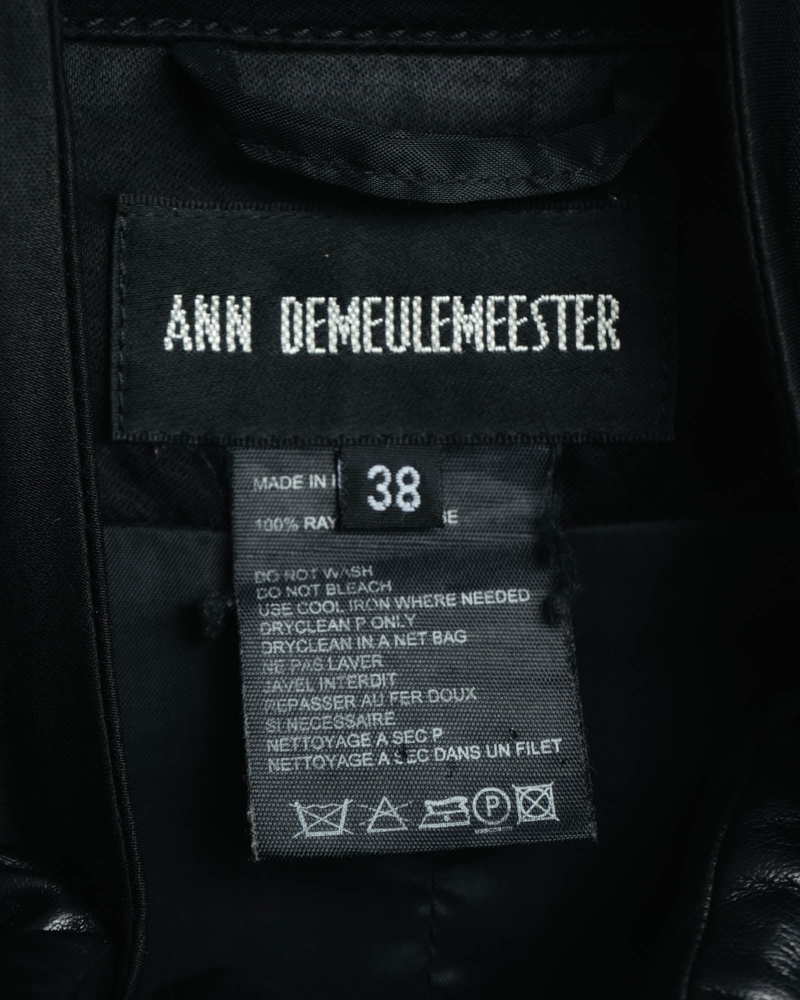 -SPECIAL- “ANN DEMEULEMEESTER” Pre-2012 asymmetric cropped satin biker jacket