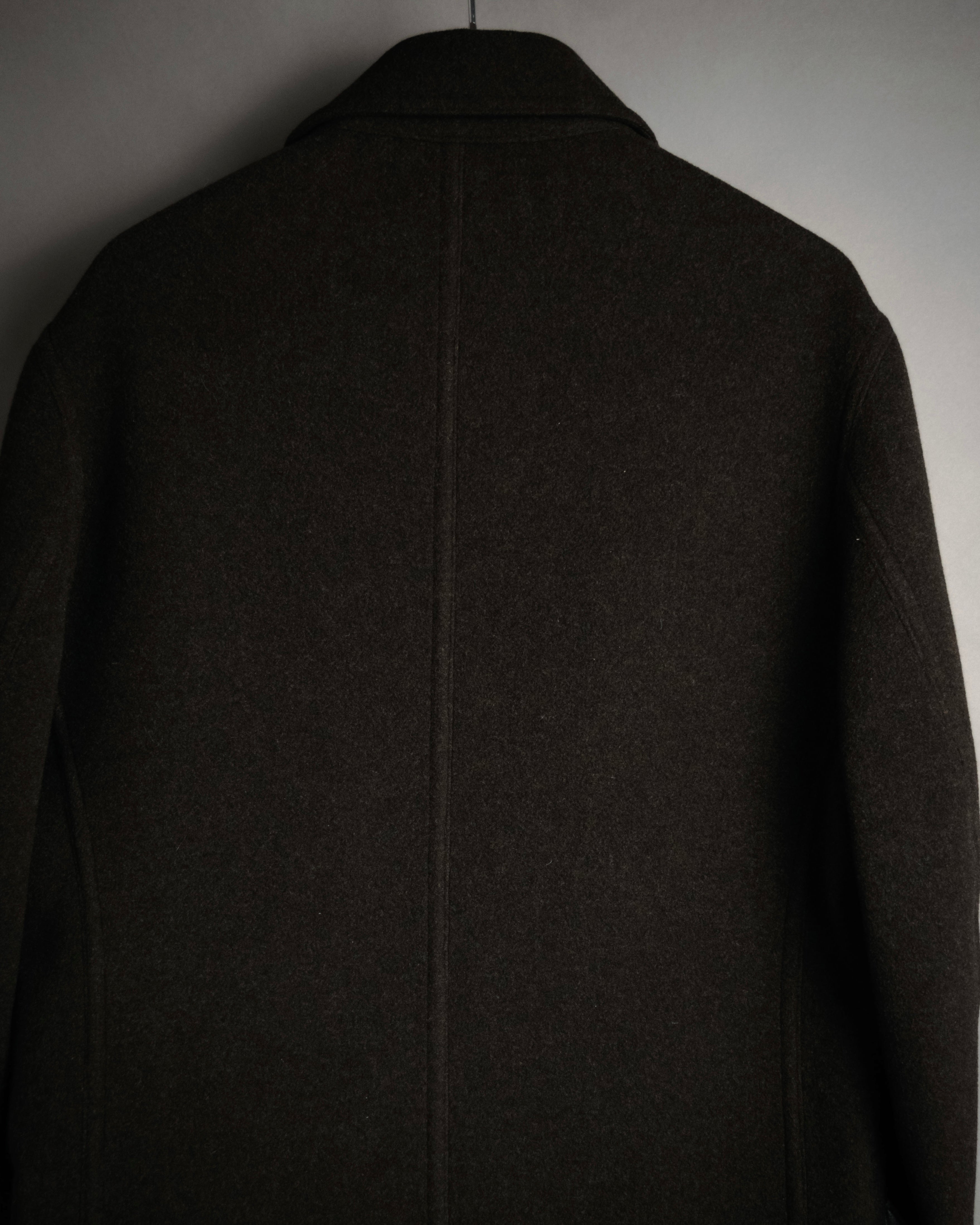 HERMÈS - Wool Coat with Fly Front - Black - Size 52 - 90s-00s