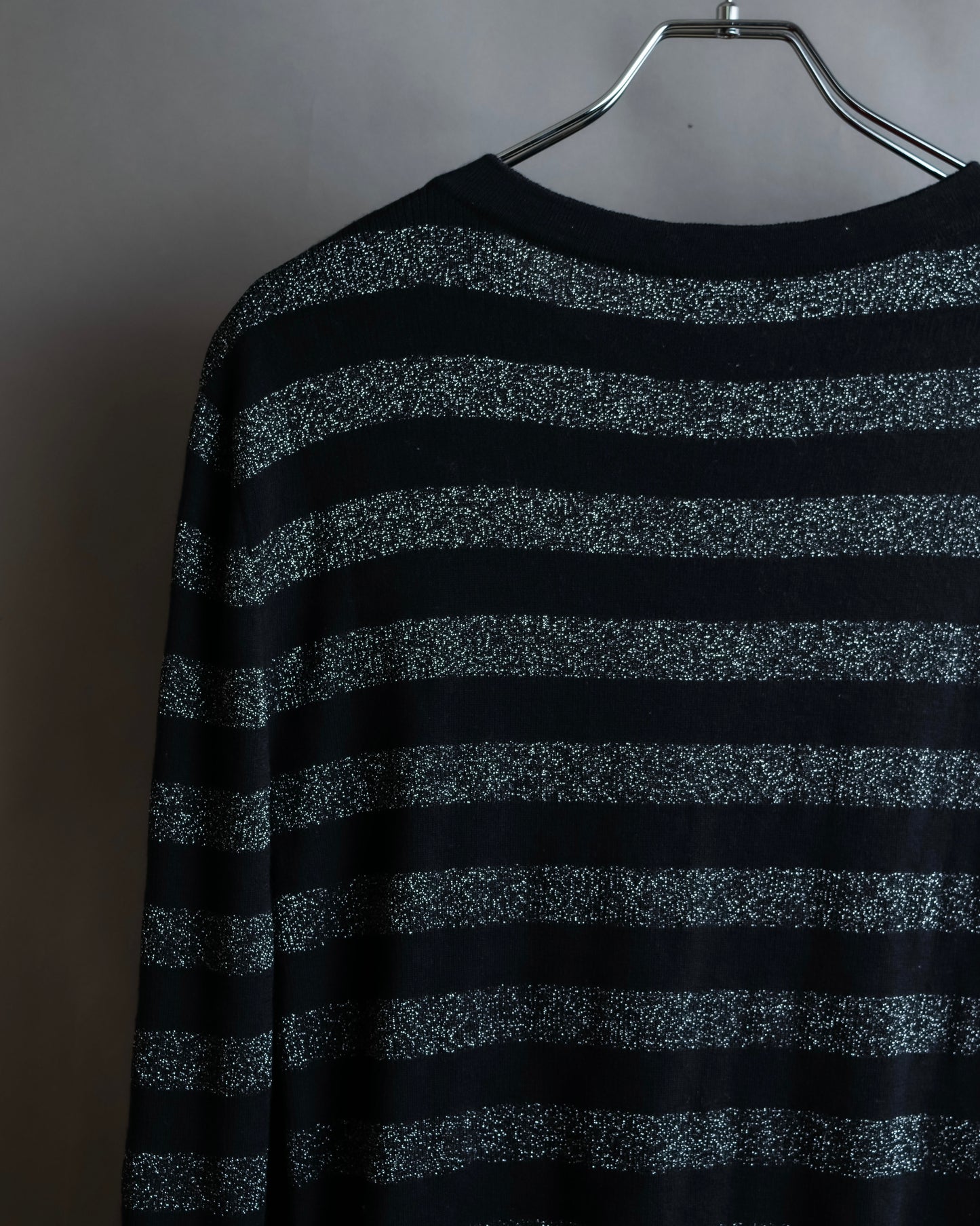 "Saint Laurent Paris" Glittery border pattern relaxed knit