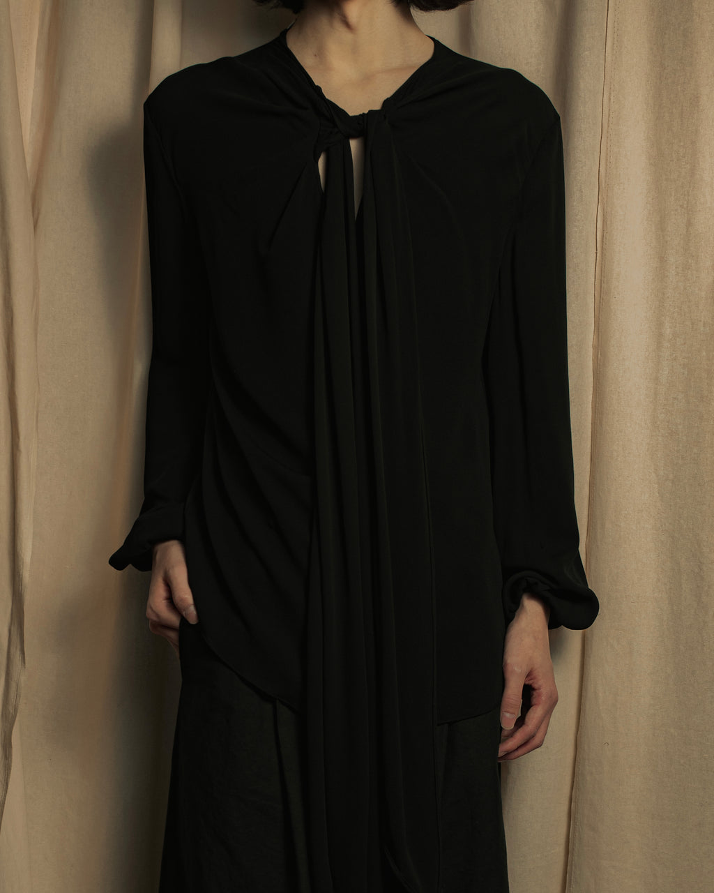 "VALENTINO" 2020-21 Gathered design bow tie skipper silk pullover