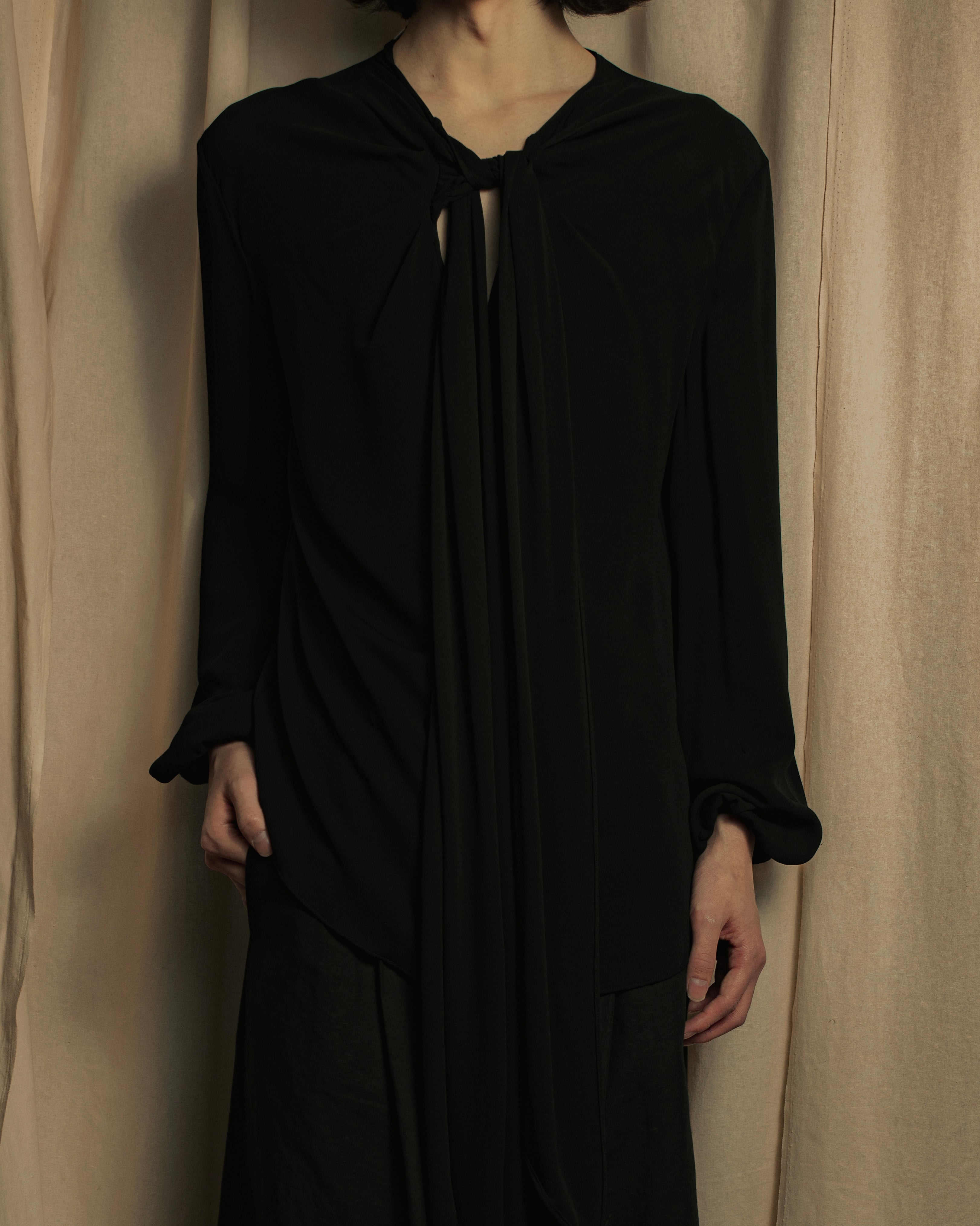 "VALENTINO" 2020-21 Gathered design bow tie skipper silk pullover