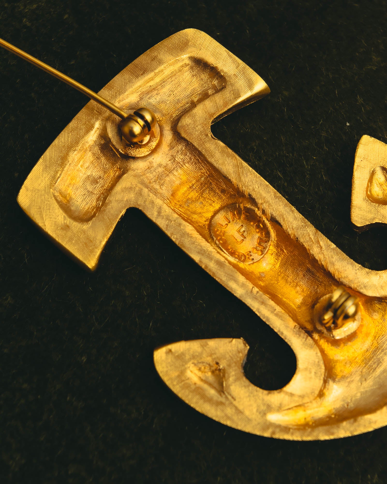 “CELINE” Late 80’s-90’s anchor motif gold brooch