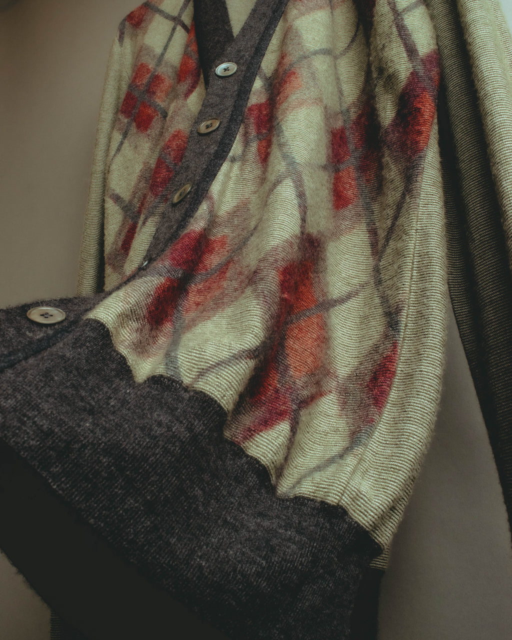 –SPECIAL– "Hermès" 90's-00's Plaid cashmere cardigan