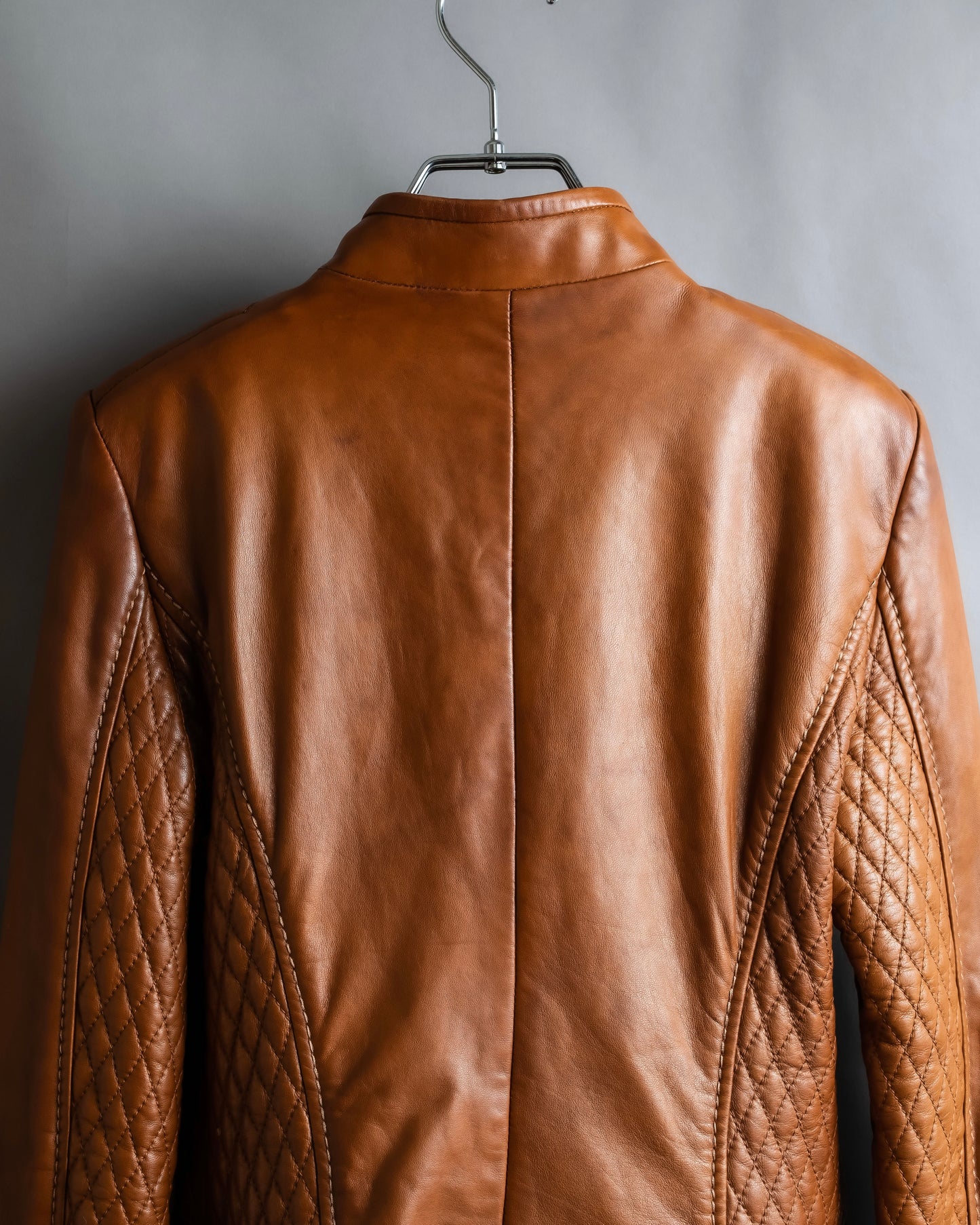 "EMPORIO ARMANI"  Quilted design brown color leather jacket