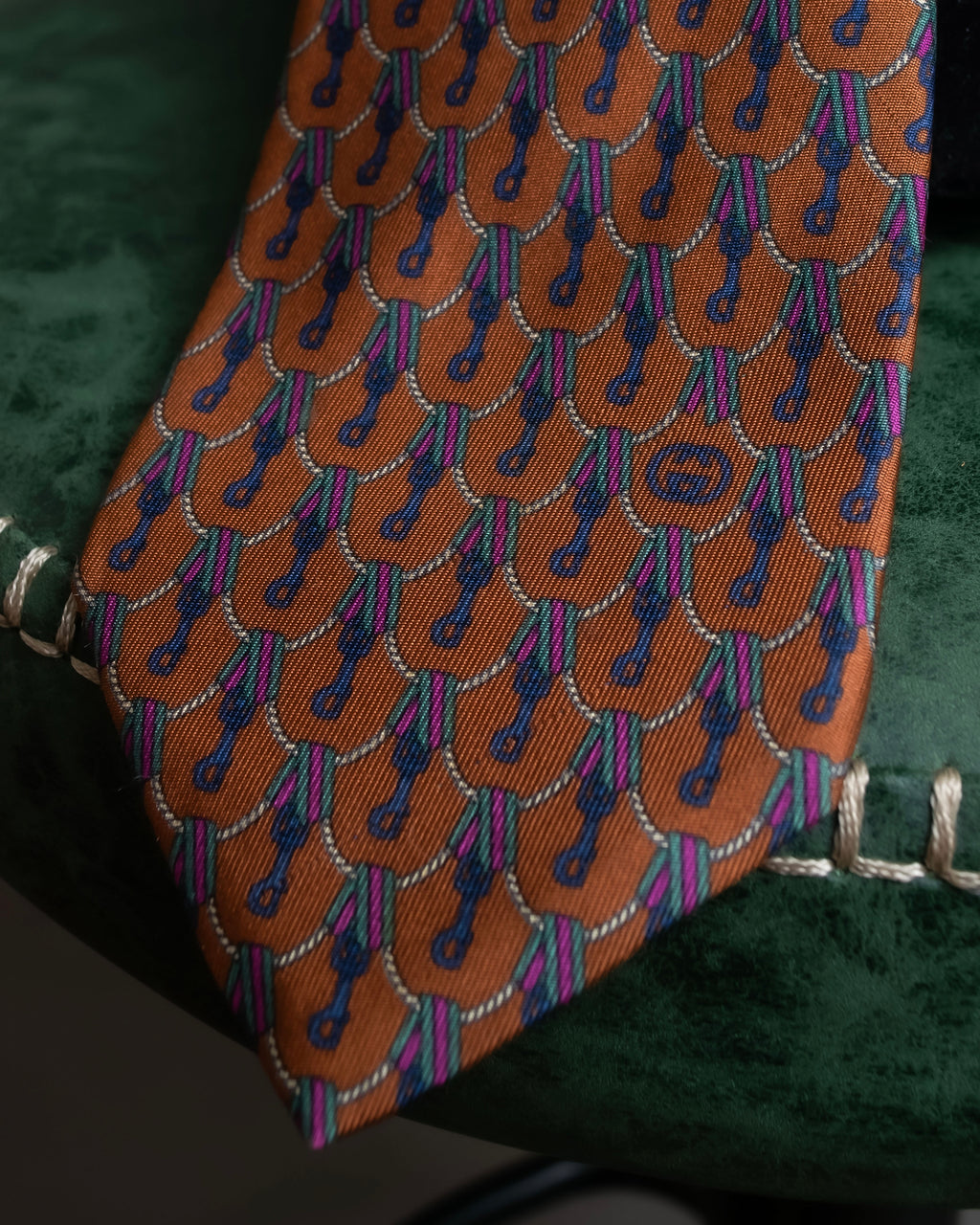 "GUCCI" Horsebit &amp; GG pattern silk neck tie