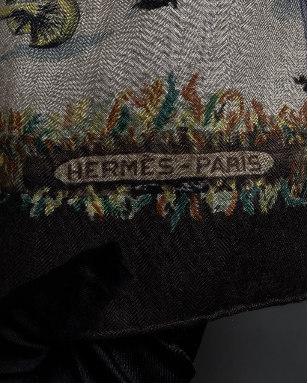 "HERMES" 80's Carré 90 Les Champignons II silk scarf