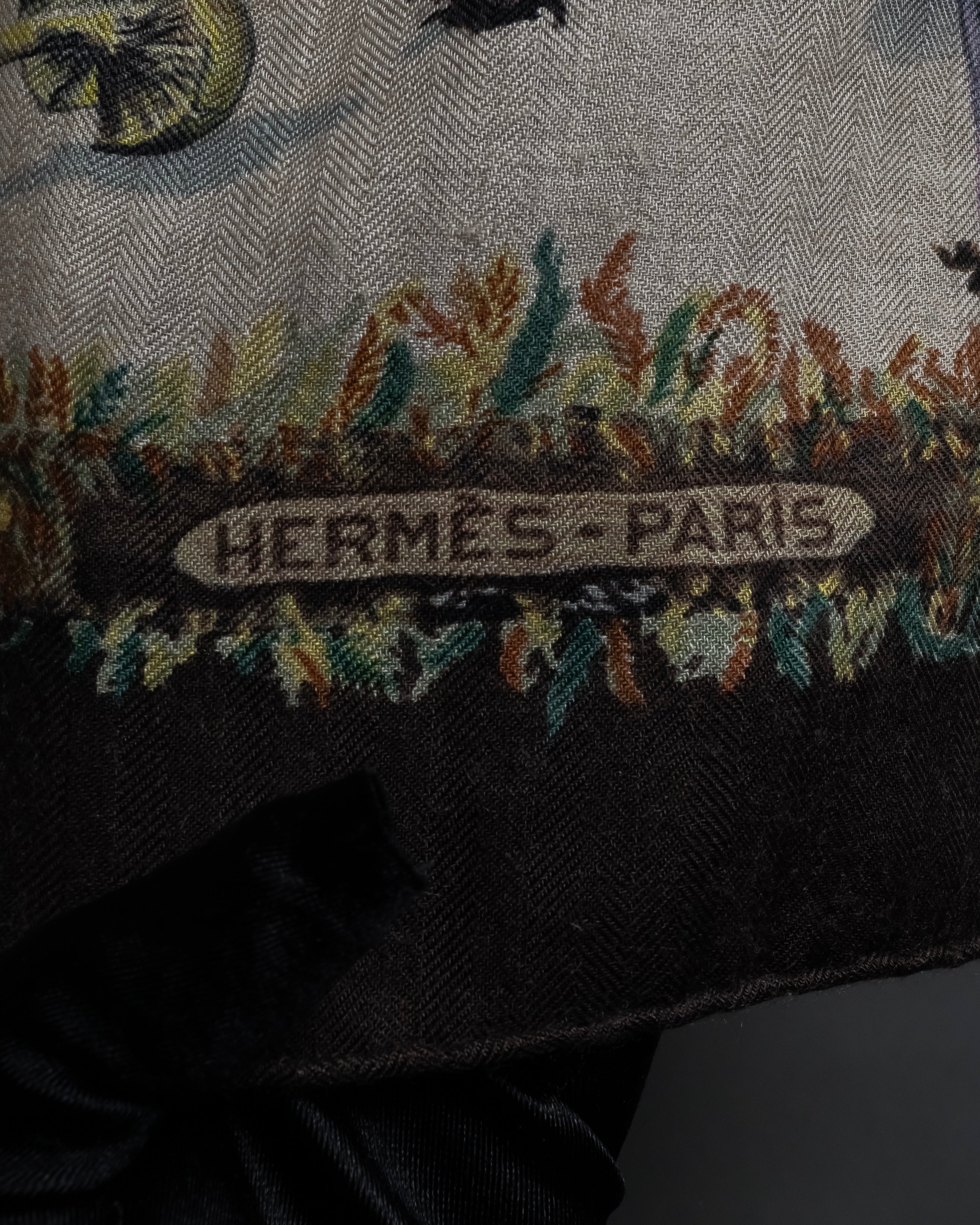"HERMES" 80's Carré 90 Les Champignons II silk scarf