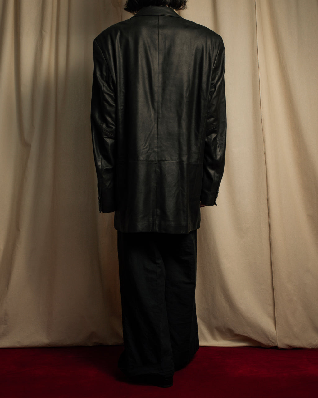 "HUGO BOSS" Oversized calf leather tailored jacket