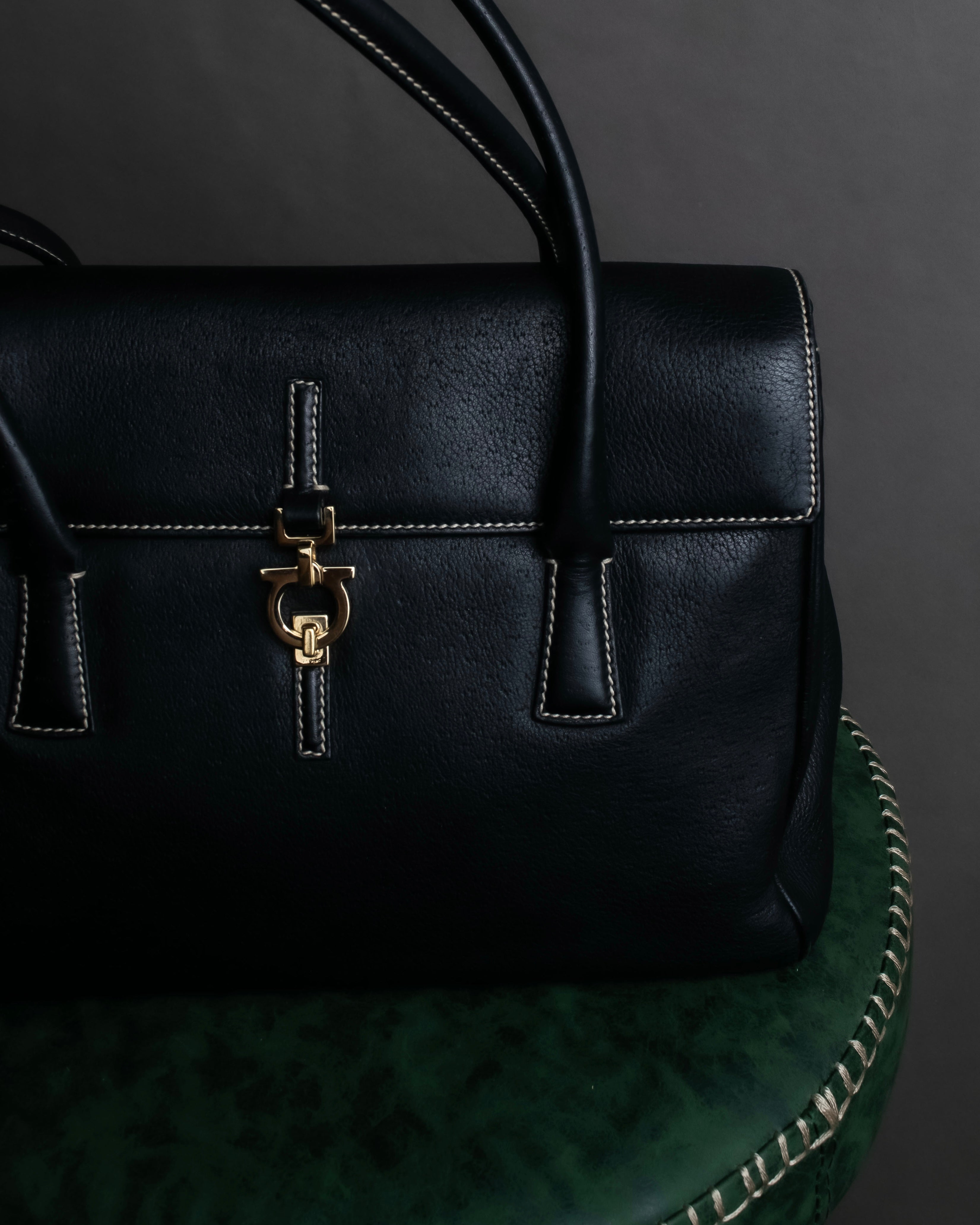 "Salvatore Ferragamo" Gancini motif design leather one-handle bag