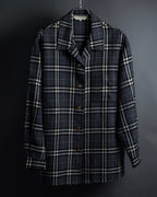 "BURBERRYS" Gold metal button design check pattern wool shirt