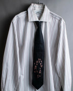 "JEAN PAUL GAULTIER" Leaf motif embroidered silk neck tie