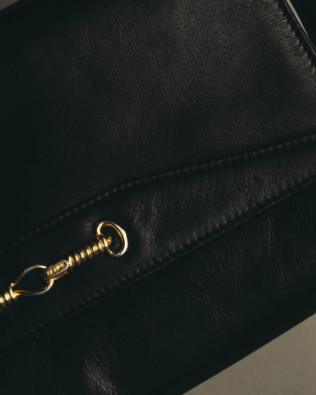 "CELINE" 70's-80's Classic horsebit leather shoulder handbag