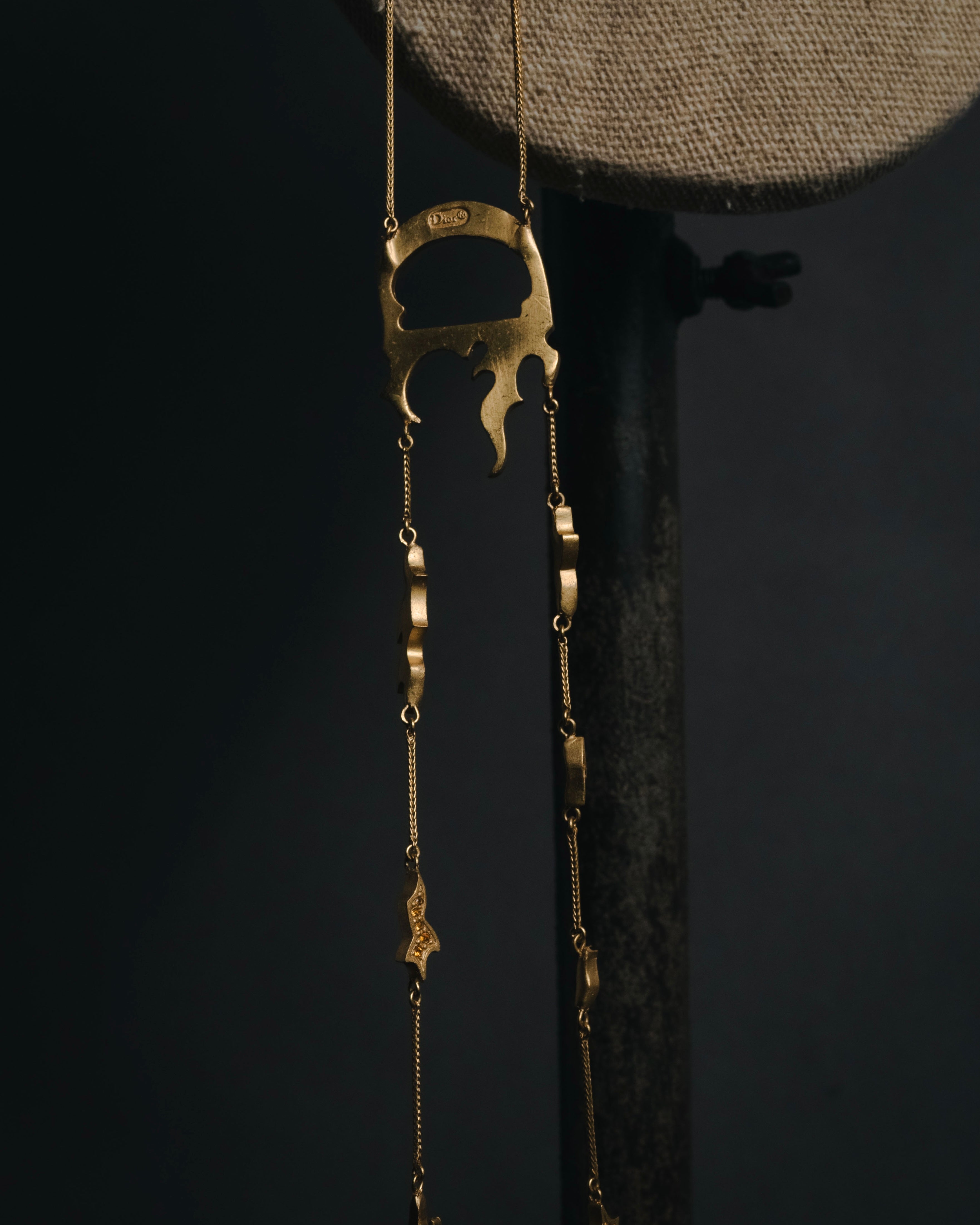 –SPECIAL– "Christian Dior" 2001-05’s Flaming D long station necklace