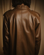 -SPECIAL- "LOEWE" 80’s Military detail stencil leather coat