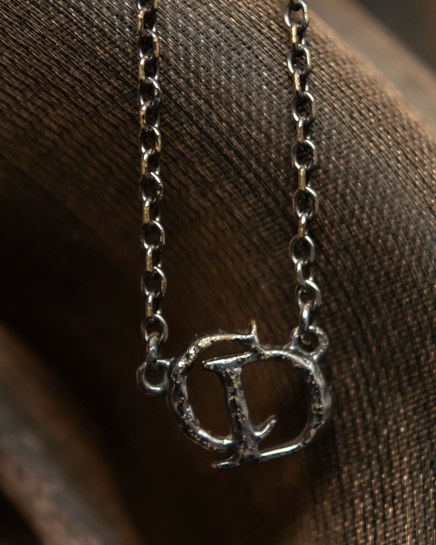 "DIOR" Logo motif combination silver necklace